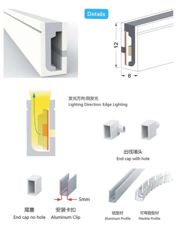 het geleide neonlicht geen spoting licht binnendecor24v 12V silicone flexibel ontdoet van licht